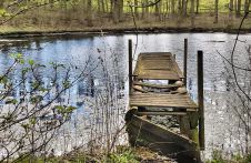 Hidden lake and broken jetty, Lincolnshire Wolds